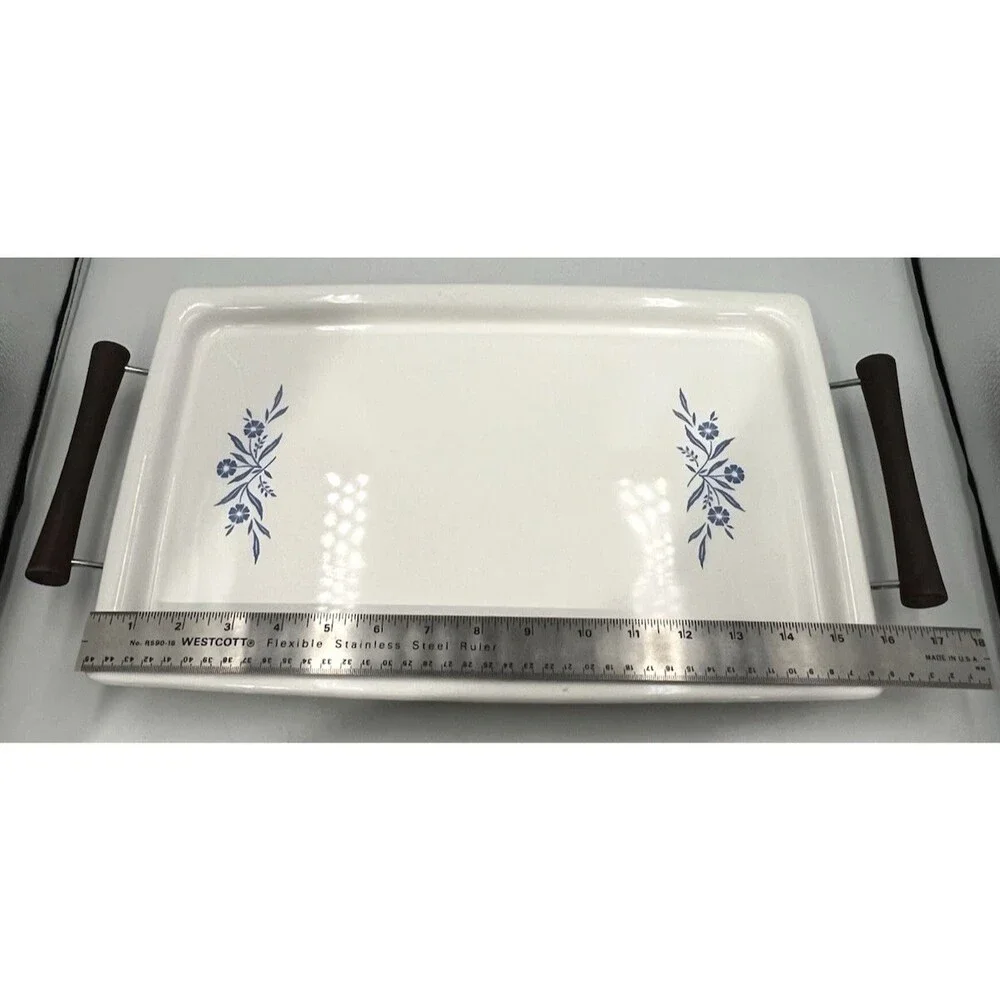 Vtg Corning Ware Blue Cornflower Broil Bake Tray P-35-B w/ Cradle 16x10 Roaster